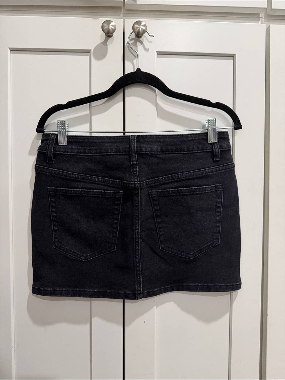 Black Denim Mini Skirt - Classic High-Rise Style - Picture 7 of 7